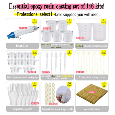 Resin Casting Set 146 Supplies Heat Gun 300 Watt Remove Air Bubble Make Shrink Plastic Jewelry