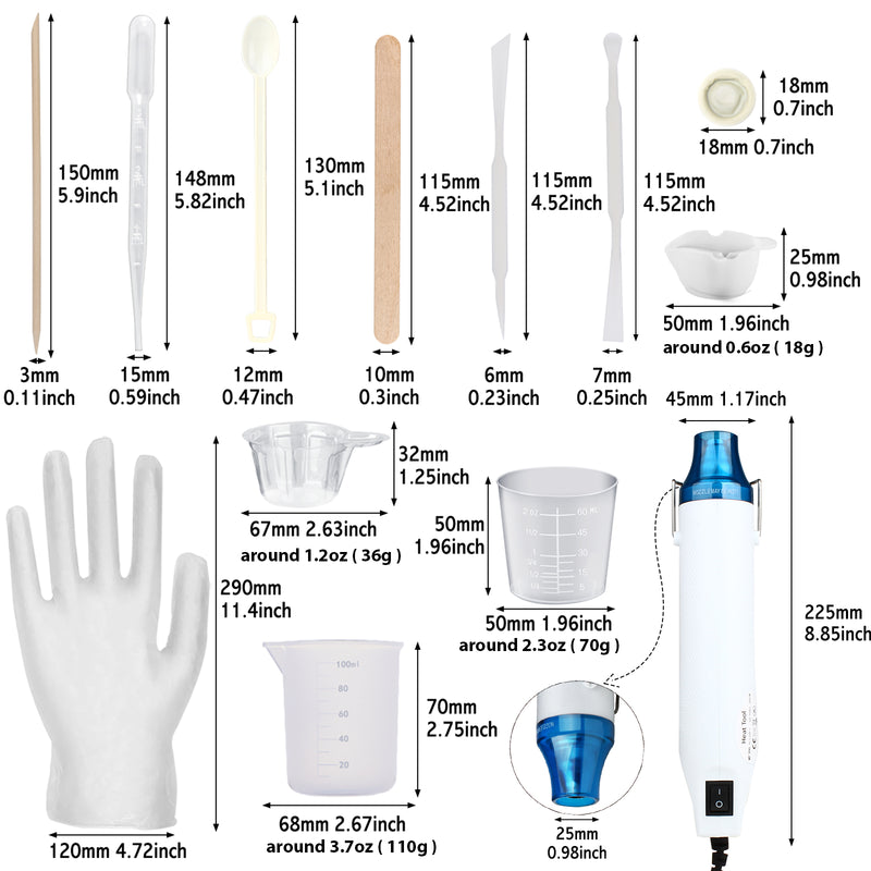 Resin Casting Set 146 Supplies Heat Gun 300 Watt Remove Air Bubble Make Shrink Plastic Jewelry