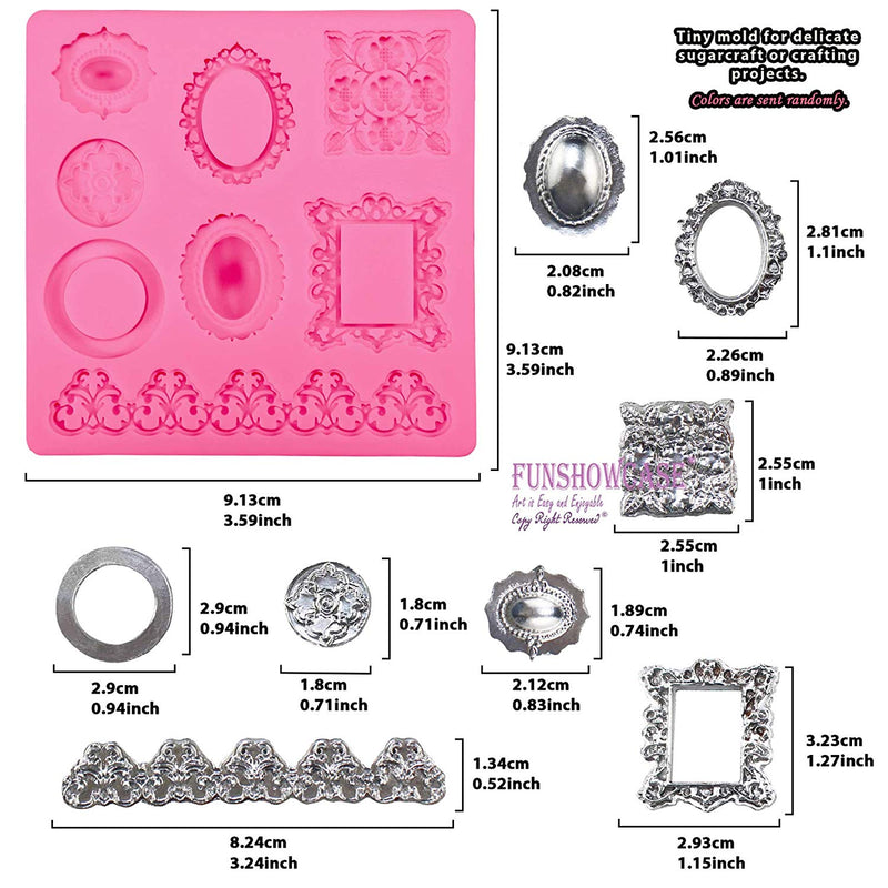 Retro Picture Frames and Mini Steampunk Gear Silicone Mold Set 8-Count