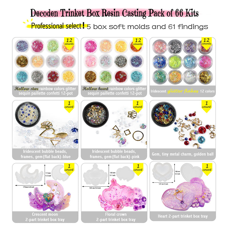 Trinket Box Resin Silicone Mold Set Jewelry Making 86 Kits