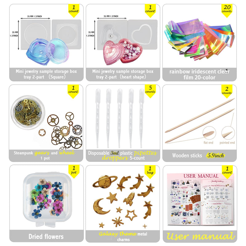 Trinket Box Resin Silicone Mold Set Jewelry Making 86 Kits