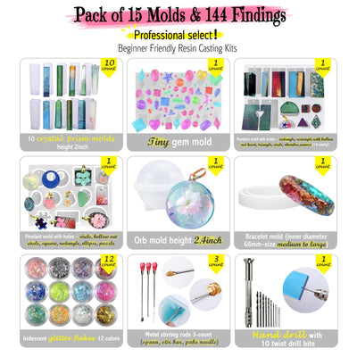 Resin Molds and Jewelry Making Supplies Pack 157-count