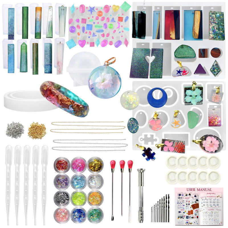 Resin Molds and Jewelry Making Supplies Pack 157-count