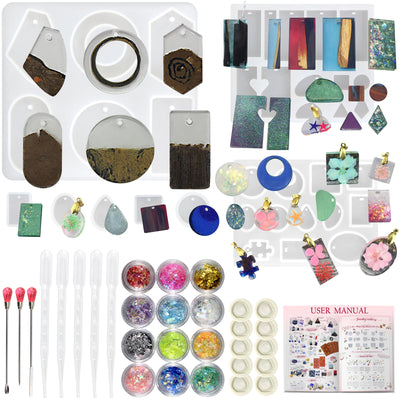 Resin Molds with Holes and Jewelry Casting Supplies Pack 39-count