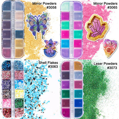 Resin Jewelry Filling Supplies 22-box 264-Grid Glitters|Flakes|Foils|Beads|Powders