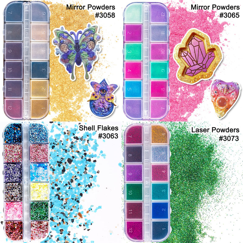 Resin Jewelry Filling Supplies 22-box 264-Grid Glitters|Flakes|Foils|Beads|Powders