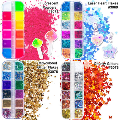 Resin Jewelry Filling Supplies 22-box 264-Grid Glitters|Flakes|Foils|Beads|Powders