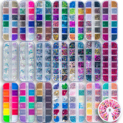 Resin Jewelry Filling Supplies 22-box 264-Grid Glitters|Flakes|Foils|Beads|Powders