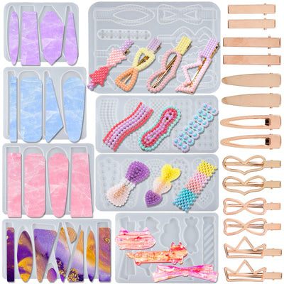 Pearl Hair Clip Resin Silicone Molds Jewelry Casting Supplies 22-in-set