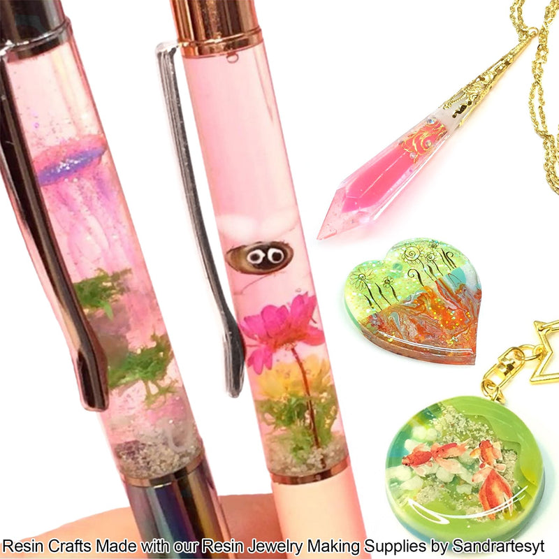 Resin Herbarium Floral Ballpoint Pens Shaker and Miniature Koi Fish Silicone Mold Craft Set 32 Kits