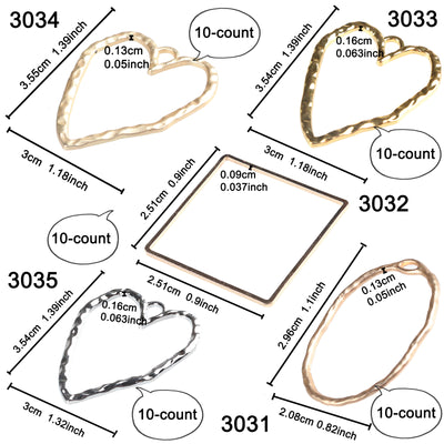 Open Bezel Charms 50-count Irregular Heart|Irregular Oval|Square