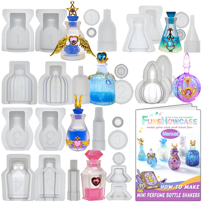 Perfume Bottle Container & Stopper Resin Silicone Molds Set 6-count