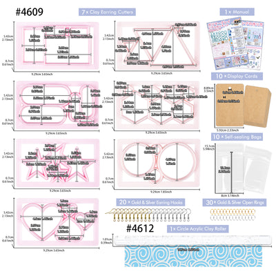 Polymer Clay Cutters Earrings Jewelry Casting Supplies Set 79-Bundle