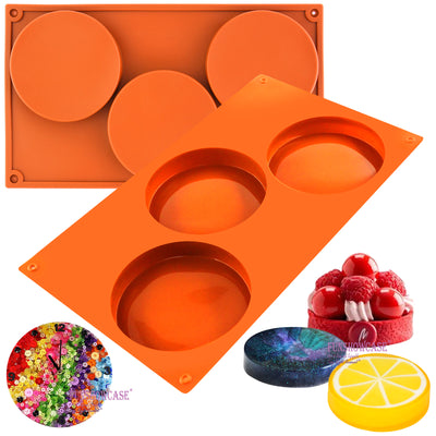 Round Disc Baking Silicone Mold Resin Coaster 3 Cavity 4-inch Disk