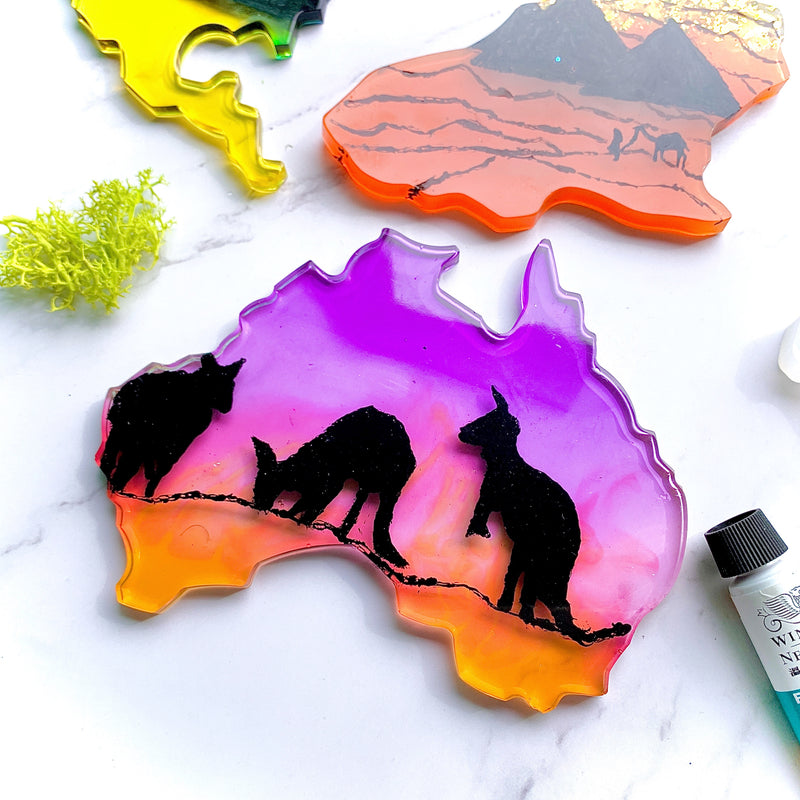 Oceania Continent Coaster Epoxy Resin Silicone Mold
