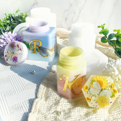 Bottle Container Epoxy Resin Silicone Mold with Screw Cap, Rectangle 2.9x2.2x3.7inch