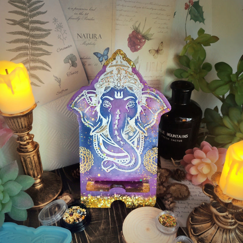 Mobile Phone Stand Epoxy Resin Silicone Molds Chakra Goddess|Ganesha|Lotus Flower Coaster 3-count