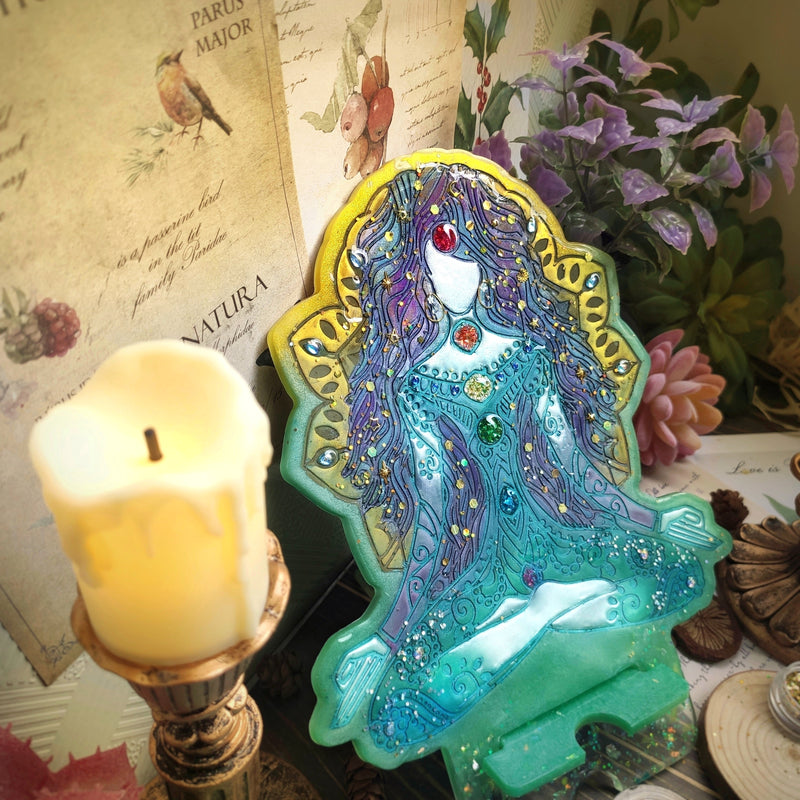 Chakra Goddess Phone Stand Resin Silicone Mold 9.45x7.48inch