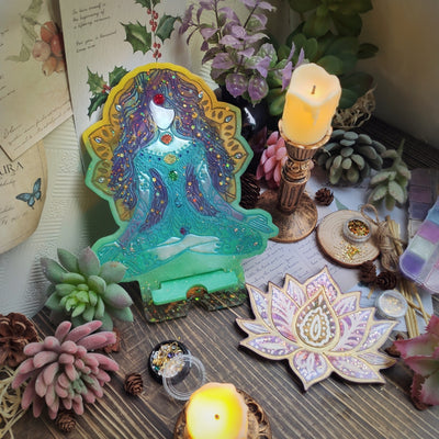 Chakra Goddess Phone Stand Resin Silicone Mold 9.45x7.48inch