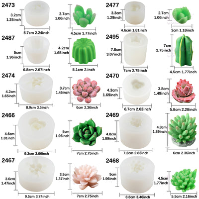 Cactus & Succulent Plant Silicone Molds 10-Count Larger