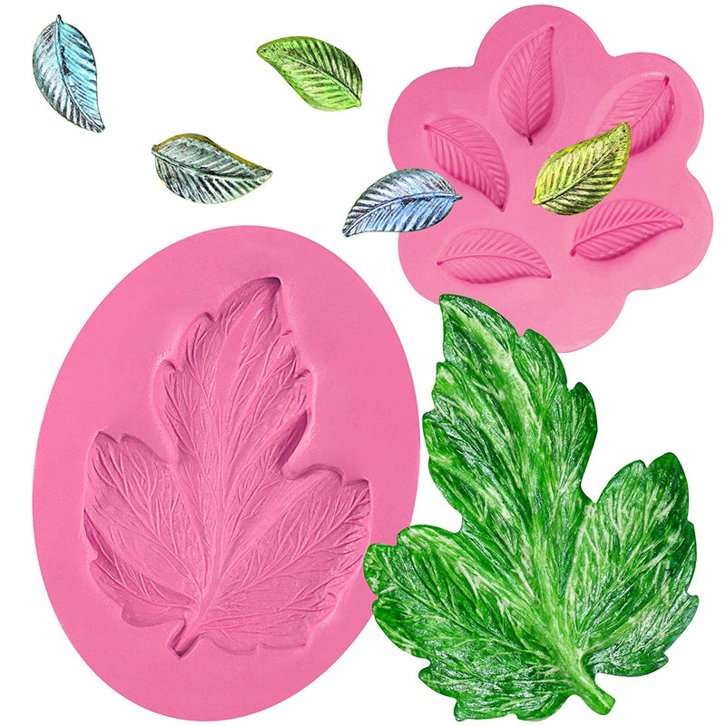 Large Grape Leaf and Mini Fern Leaf Silicone Mold Set