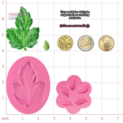 Large Grape Leaf and Mini Fern Leaf Silicone Mold Set