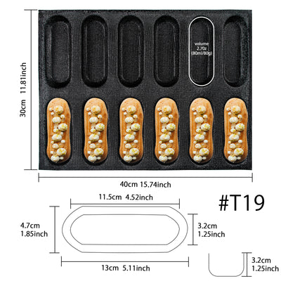 Cracker Bar Bread Silicone Mold 12-Cavity Per Hole 130x47x32mm