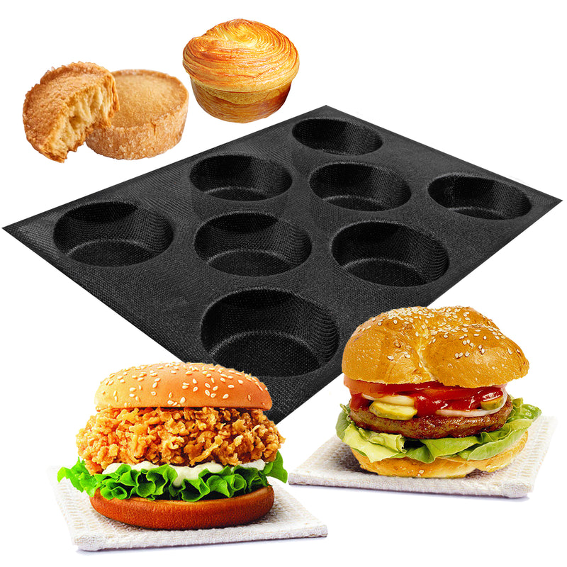 Baking Pan Hamburger Bread Eclair Silicone Mold 8-Cavity 44.1x31.4x3.9cm