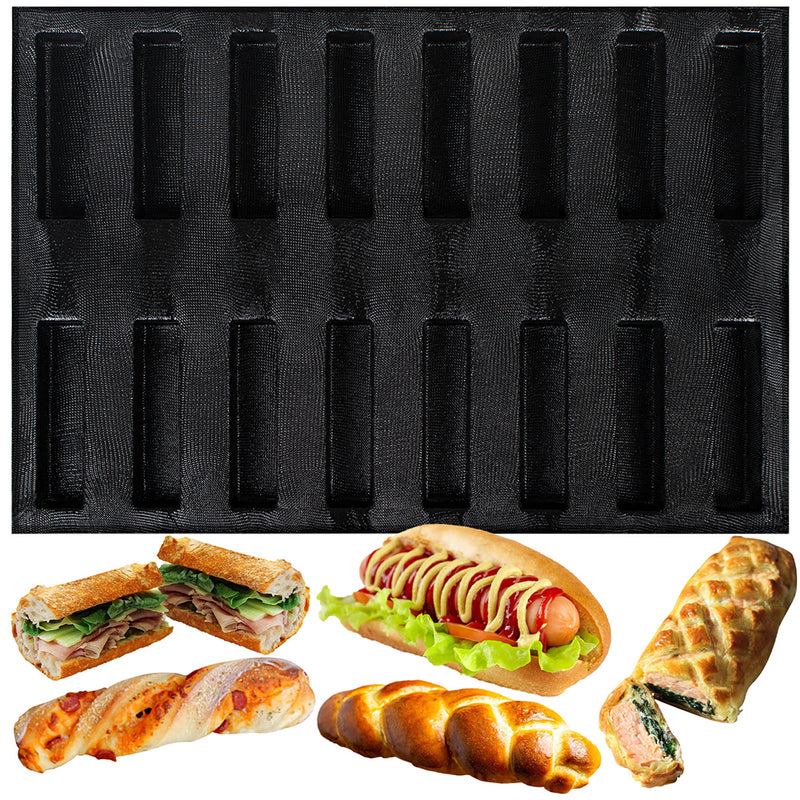 Baking Pan Baguette Bread Eclair Silicone Mold 16-Cavity 17x6x3cm