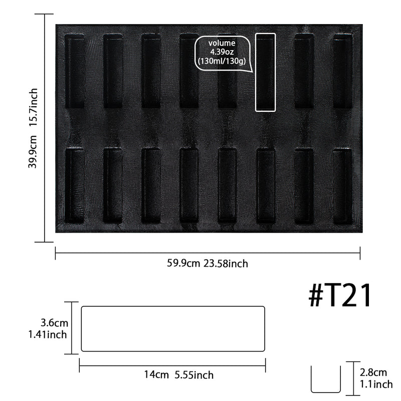 Baking Pan Baguette Bread Eclair Silicone Mold 16-Cavity 17x6x3cm