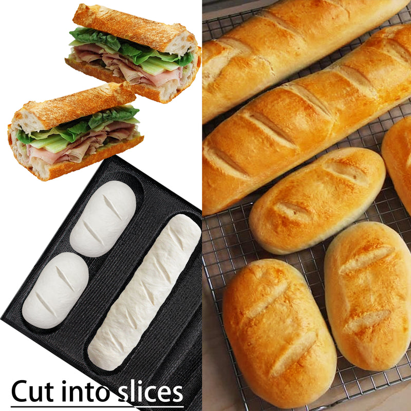 Baking Pan Baguette Bread Eclair Silicone Mold 4-Cavity 26x6.4x3.3cm