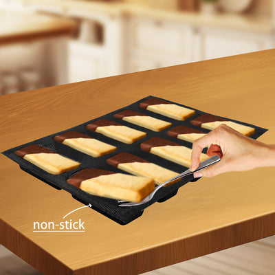 Baking Pan Baguette Bread Mesh Silicone Mold Rectangle Bar 40x30x3.2cm 10-Cavity