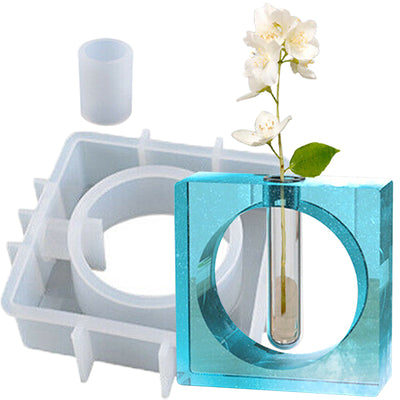 Vase Resin Silicone Mold with Tube for Plant Propagation Station