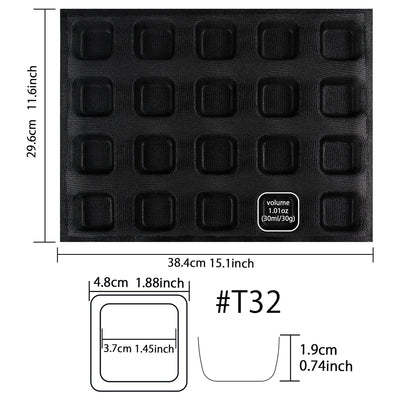 Baking Pan Liquid Silicone Mold Square Mini Bread Bar Bite Size Bun Mesh Tray 20-Cavity