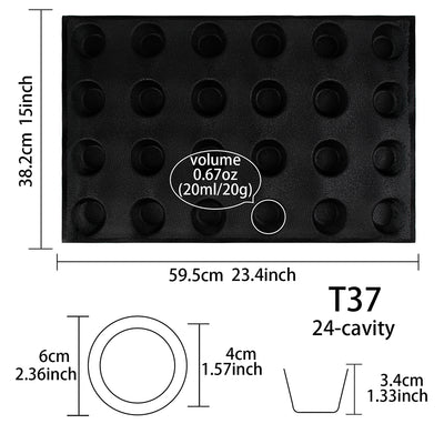 Baking Pan Perforated Eclair Sheets Round Taper Disc Liquid Silicone Mold 24-Cavity