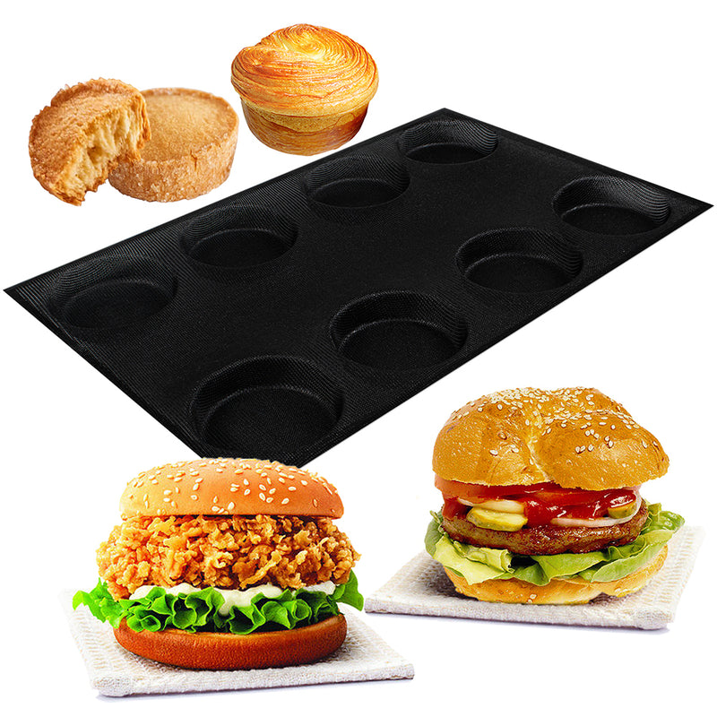 Baking Pan Perforated Eclair Sheets Round Taper Disc Liquid Silicone Mold 8-Cavity 600x383x30mm