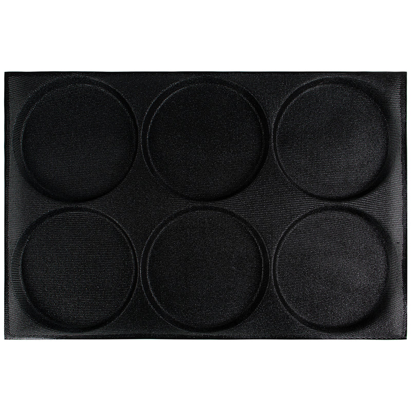 Bun Baking Pan Hamburger Bread Round Disc Mesh Silicone Mold 6-Loaf