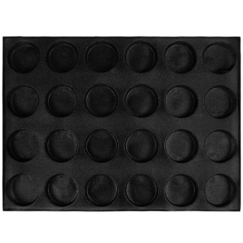 Bun Baking Pan Hamburger Bread Round Disc Mesh Silicone Mold 24-Loaf Taper Circle Shape