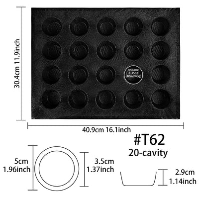 Baking Pan Perforated Eclair Sheets Round Taper Disc Liquid Silicone Mold 20-Cavity 409x304x29mm