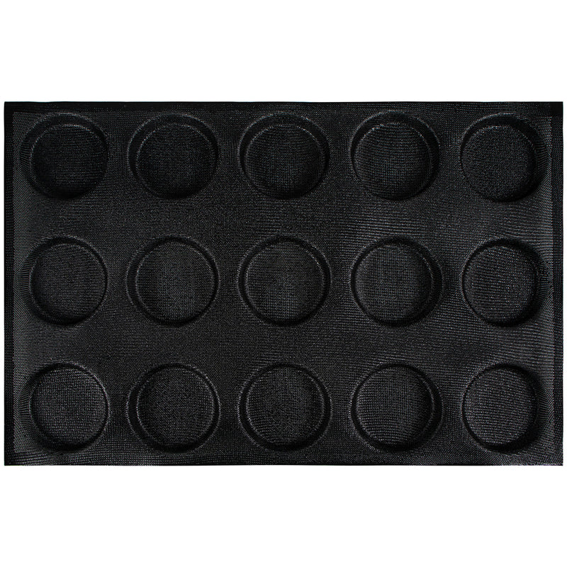 Bun Baking Pan Hamburger Bread Round Disc Mesh Silicone Mold 15-Loaf Taper Circle Shape 602x400x24mm