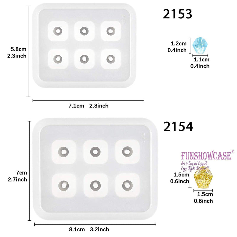 Faceted Double Cone Bead Resin Mold Set with Hole 12mm, 15mm