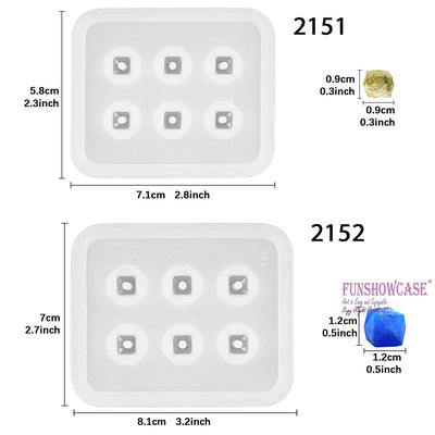 Diamond Cut Bead Resin Mold Set with Hole 9mm, 12mm