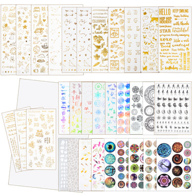 Resin Supplies Kit Stickers Holographic Laser Inlay Transparent Films 33-Count Large 0.2-2.3inch