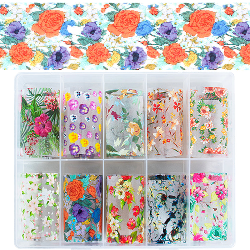 Foil Transfer Stickers 10-Roll Laser Flower
