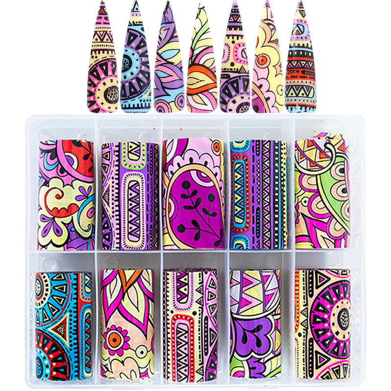 Foil Transfer Stickers 10-Roll Retro Bohemian