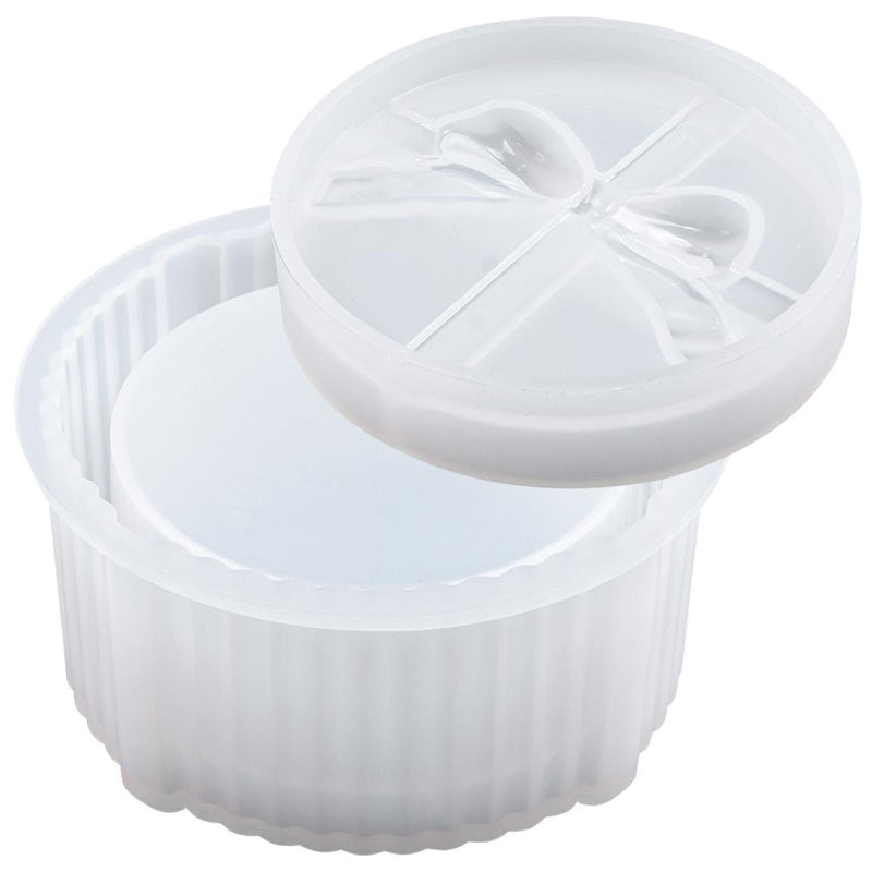 Trinket Box Resin Silicone Mold with Lid Fluted Round, 6x3.5x1.8inch