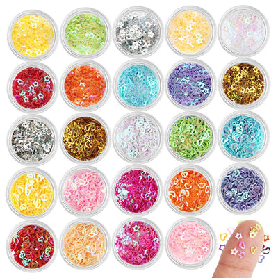 Hollow Heart & Star Glitter Confetti 24-pot