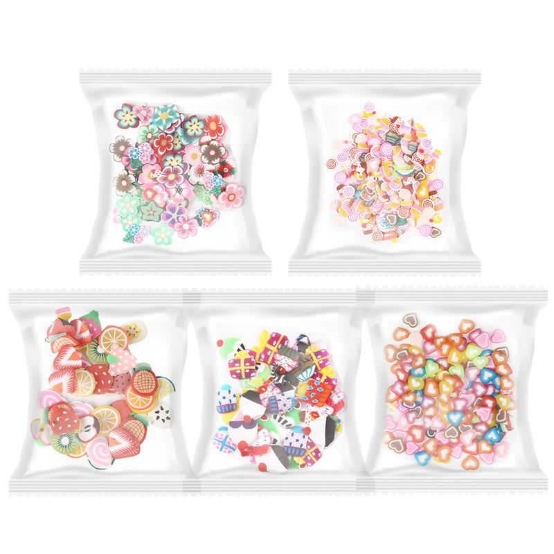 Polymer Clay Slices 5-bag Fruit|Candy|Flower|Gifts|Heart