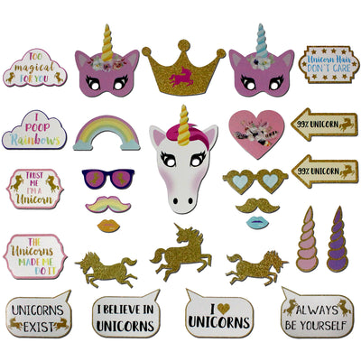 Find Your Rainbow Unicorn Photo Booth Props 30 Count