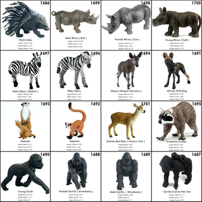 African Jungle Animals Figure Set of 63-count